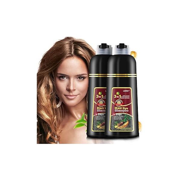 Hair Dye shampoo, Leorx 3 In 1 Brown Color Shampoo For Refresh Instant Herbal Coloring Women&Men - Tintes Para El Cabello Profesional