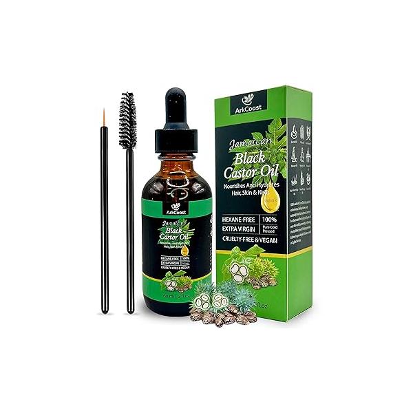Jamaican Black Castor Oil - Pure Cold-Pressed for Hair, Eyebrows, Eyelashes, Skin, and Nail Care Silicone-Free, Cruelty-Free, 100% Moisturizing Nourishing, 8 oz