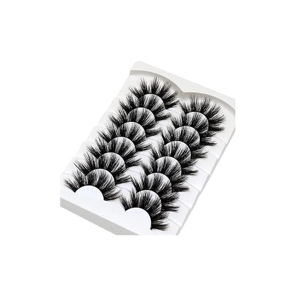 Losha Lashes Pack 7 Pairs Fluffy Faux Mink Eyelashes Soft Handmade False Eye for Dramatic Makeup