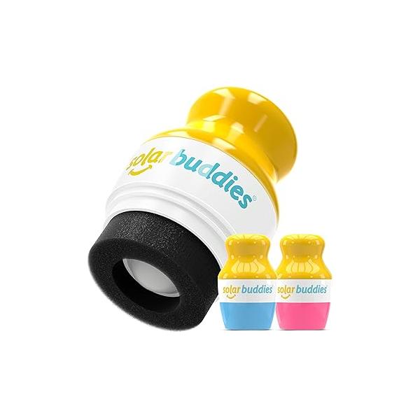 Solar Buddies Sunscreen Applicator - Blue & Pink Duo BPA-Free Refillable Roll on Sponge Sunscreen, Suncream Lotion For Kids, Adults Families Holds 3.4fl oz, Perfect Size for Travel