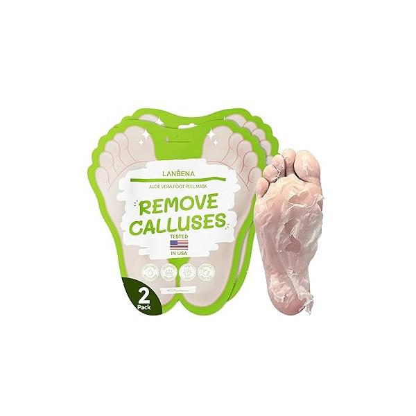 LANBENA Lavender Foot Peel Mask - Peeling for Removing Dry Dead Skin, Calluses & Repairing Rough Heels, Baby Soft, Smooth Feet Scented (2 Pairs)