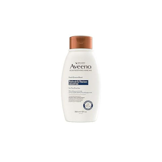 Aveeno, Fresh Greens Blend Sulfate-Free Shampoo with Rosemary, Peppermint & Cucumber to Thicken Nourish, Clarifying Volumizing for Thin or Fine Hair, Paraben-Free, 12oz