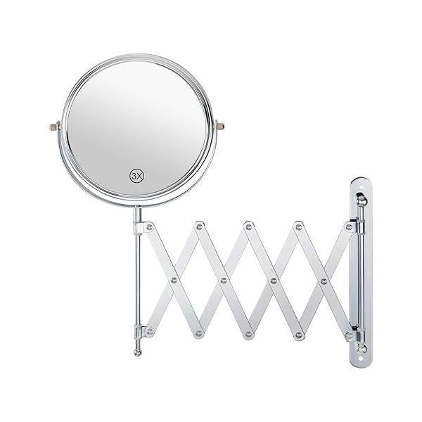 WELLLINK 7 Inch Standard Bathroom Mirror Wall Mounted - 1X/7X Magnifying, High-Definition Glass, Space Saving Screw Mount for Sink & Salon, Chrome