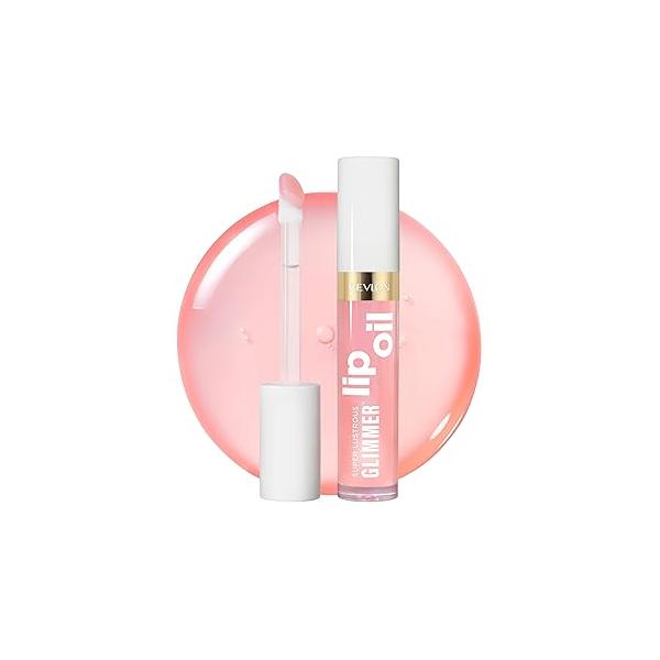REVLON Super Lustrous Glimmer Lip Oil, Moisturizing & Tinted, Shiny Finish, Made with Plant-Based Squalane, 005 Vio-lit, 0.13 fl oz