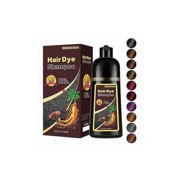 Dark Coffee Hair Dye Shampoo 3 in 1 for Gray Hair, Long-lasting & Natual Color Shampoo, Herbal Ingredients Natural Effect Minutes, Gifts Men Women 500ml