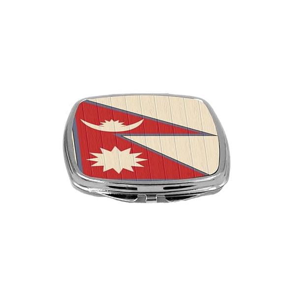 Compact Mirror on Distressed Wood Design, Yemen Flag, 3 Ounce