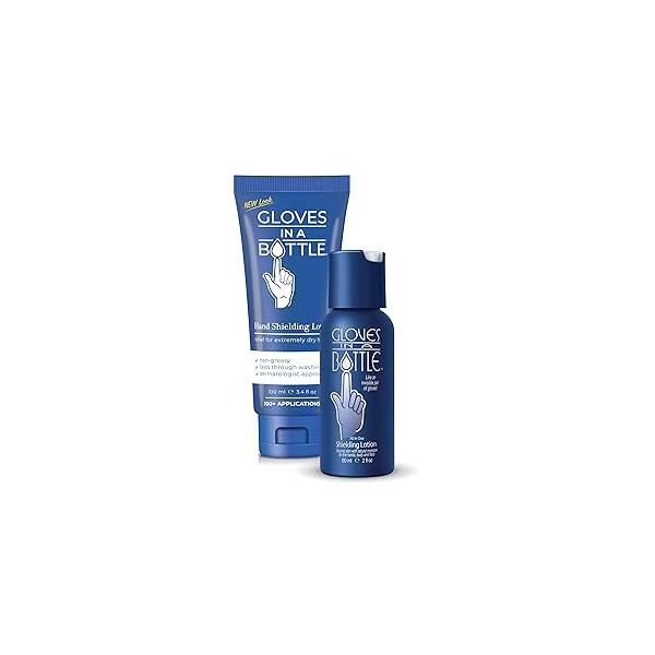 Gloves In A Bottle Psoriasis Eczema Relief Hand Lotion Travel Size - Shielding for Women, Men, 6 months old or older babies Cracked Hands Repair Cream 3.4 oz