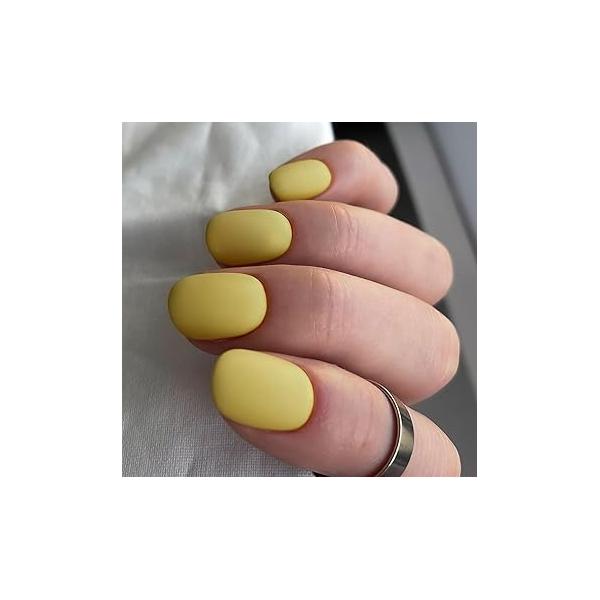 24 Pcs Short Press On Square Shape Matte Glue Solid Color Acrylic False Full Cover Stick Reusable Artificial DIY Nail Decorations (Style 8)