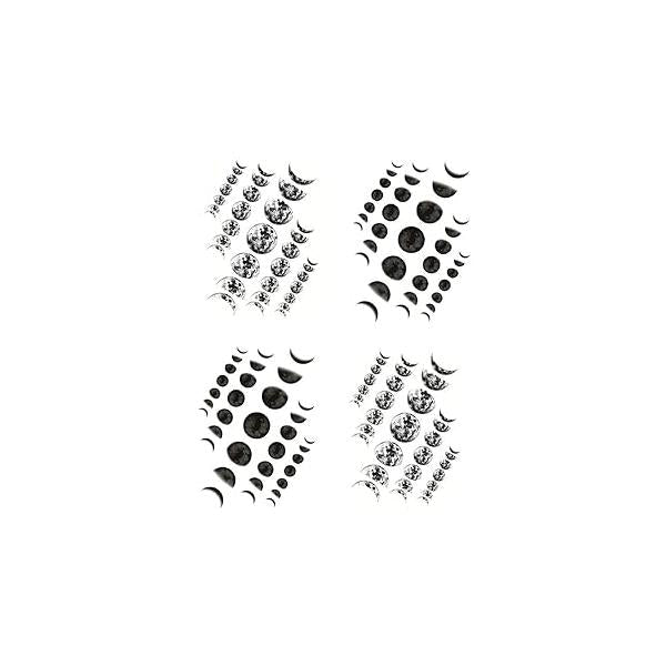 Moon Phase Planet Temporary Tattoo Sticker Black Waterproof Adult Men Women Arm Hand 15X11cm Set of 4 (SF163)
