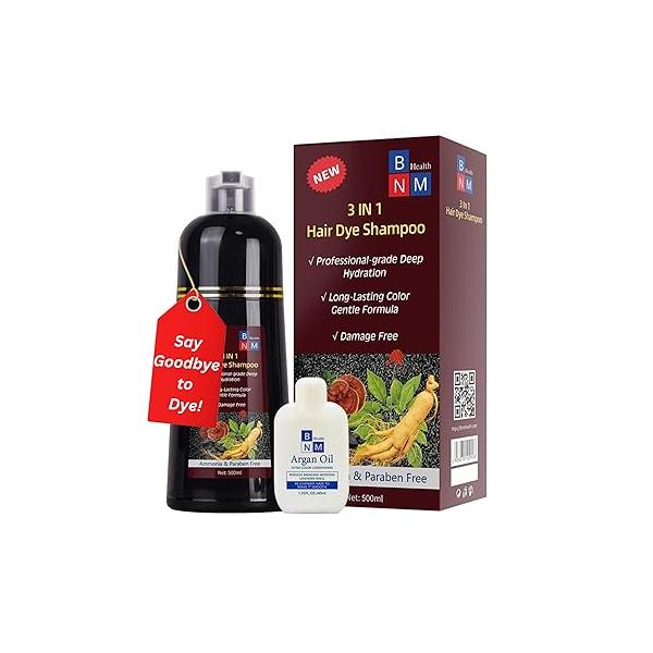 Hair Dye Shampoo for Gray - 3-in-1 Natural Color, & Conditioner Ammonia-Free, Long-Lasting 500ml Quick Easy Coverage Men Women (Dark Brown)