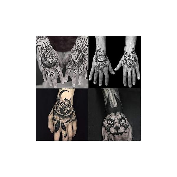 2 Sheets Waterproof Hand Back Body Art Temporary Tattoos Stickers Sun Moon