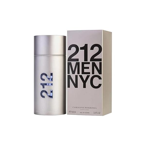 Carolina Herrera 212 Men EDT Spray - Timeless Sandalwood Scent with Fresh, Energetic Green and Sensual Peppery Spice Notes, 3.4 oz