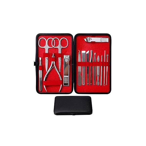 Nail Clipper Set Men Women Professional Stainless Steel Manicure Pedicure 16 Pcs Toe Finger Clippers Kit with Portable Travel Case Personal Care Grooming for Husband Family