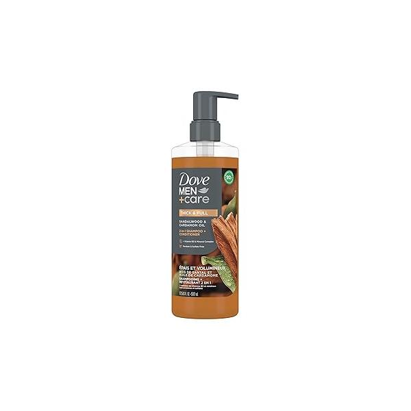 Dove Men+Care 2-in-1 Shampoo + Conditioner Sandalwood & Cardamom Oil for Thick Full Hair, Vitamin B3 Mineral Complex, 17.5 oz