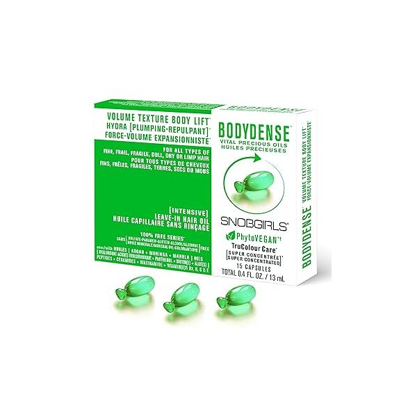 Hair Oil Capsules for Fine Volume - BODYDENSE Vegan Lightweight Plumping serum Body, Texture & Lift With Marula, Biotin, Argan, Aloe, Moringa Vitamins