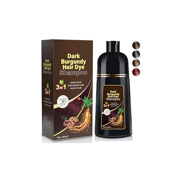 Natural Black Hair Dye Shampoo Instant & Easy 3-in-1 Color Solution for Men and Women - Herbal Formula, Ammonia-free, Lasts 30 Days 16.90 oz