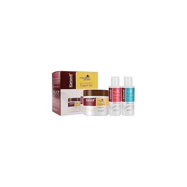 Karseell Travel Size Toiletries for Women Hair Essentials Kit Volumizing Shampoo and Conditioner Set with Collagen Mask Convenience Kits Dry Damaged All Types