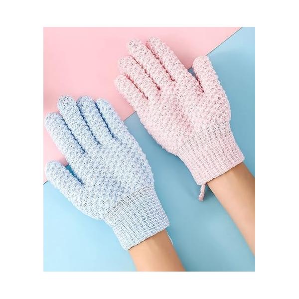 WOIWO 2 PCS Five-Finger Jacquard Bath Scrub Double-Faced Wash Towel Gloves