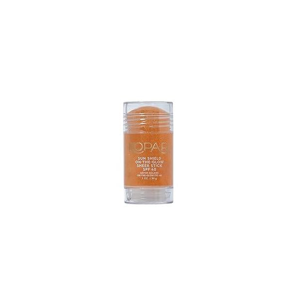 Kopari Sun Shield On-The-Glow Sheer Sunscreen Stick SPF 40, Sweat and Water Resistant Roll On For Face Body with Vitamin E Bisobolol, 1oz