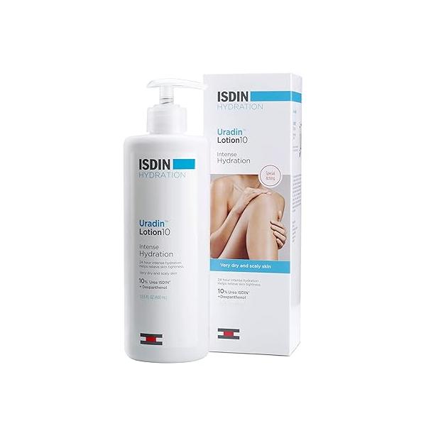 ISDIN Body Lotion Uradin 10, 24-Hour Intense Hydration, Non-Greasy, Fast-Absorbing Moisturizer for Dry or Very Skin, Helps Relieve Itching Due to Dryness, 13.5 Fl. Oz.