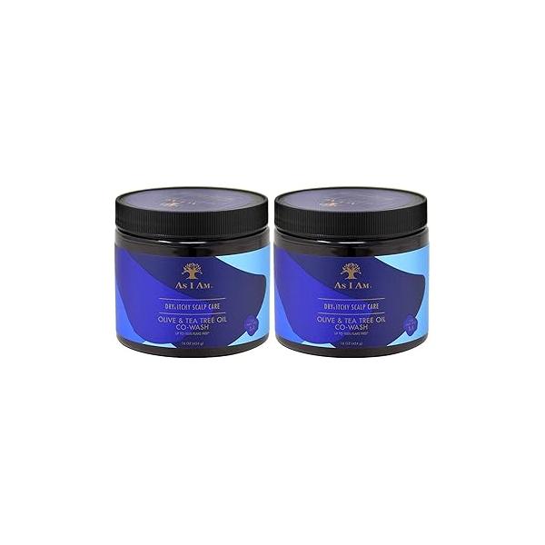 As I Am Dry & Itchy Scalp Care Olive Tea Tree Oil CoWash 16oz (Pack of 2)