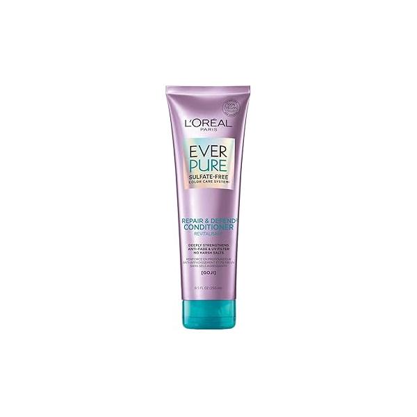 L'Oreal Paris EverPure Repair and Defend Sulfate Free Conditioner for Color-Treated Hair, Strengthens Repairs Damaged with Goji, 8.5 Fl; Oz (Packaging May Vary)