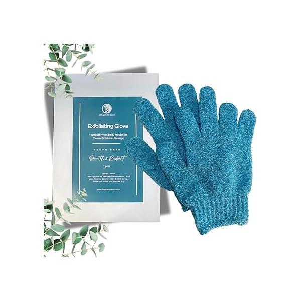 Exfoliating Glove - Shower Gloves & Body Scrubber Mitt for Women Men Textured Nylon Scrub Dead Skin Remover 1 Pair Green