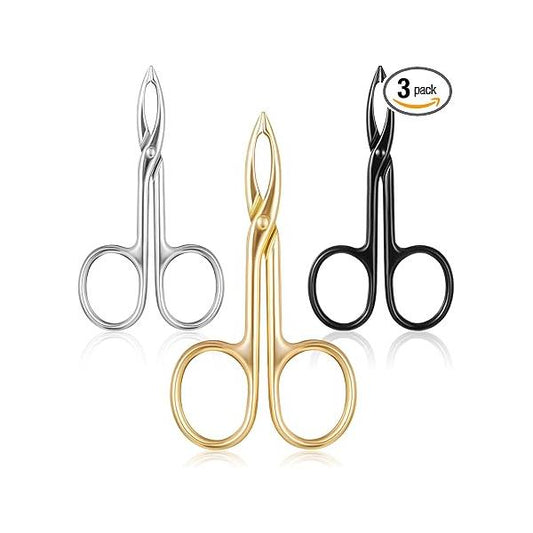 3Pcs Precision Scissor Tweezers, Eyebrow Tweezers with Handles, Pinzas Para Cejas for Women Facial Hair and Care(Gold, Silver, Black)