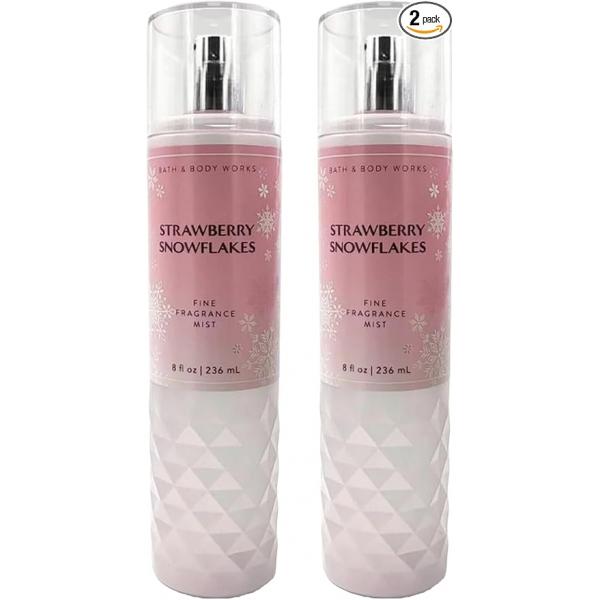Bath & Body Works Strawberry Snowflakes Fine Fragrance Mist Gift Set 8 oz Pack Lot of 2 (Strawberry Snowflakes) Fl Oz (Pack 2) 16