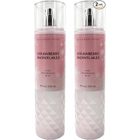 Bath & Body Works Strawberry Snowflakes Fine Fragrance Mist Gift Set 8 oz Pack Lot of 2 (Strawberry Snowflakes) Fl Oz (Pack 2) 16