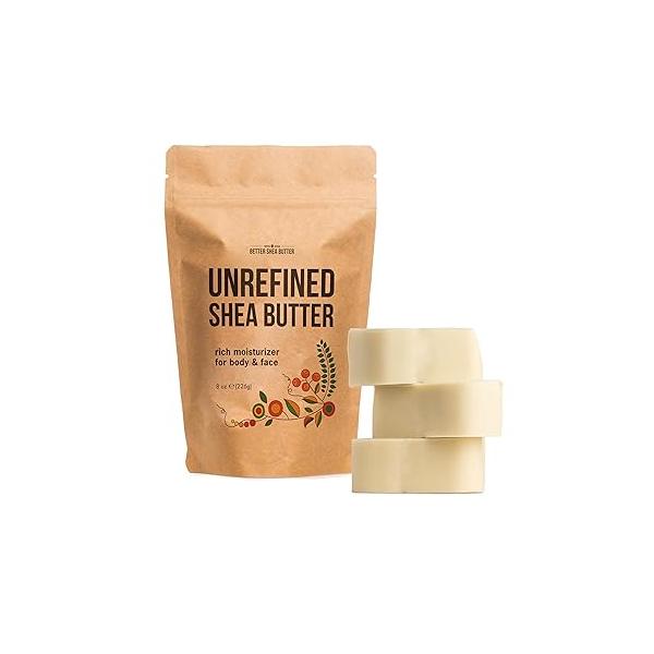 Raw Shea Butter - 100% Pure African Unrefined for Hair | Skin Moisturizer Face and Body Use Soap Base, DIY Whipped Lotion, Lip Balm 8 oz Block