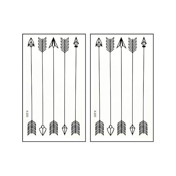 Mini Tattoos 2 Sheets Arrows Cartoon Temporary Waterproof Stickers Tattoo Body Hand Neck Wrist Art Fashion Fake for Kids Adults Women Men (11)