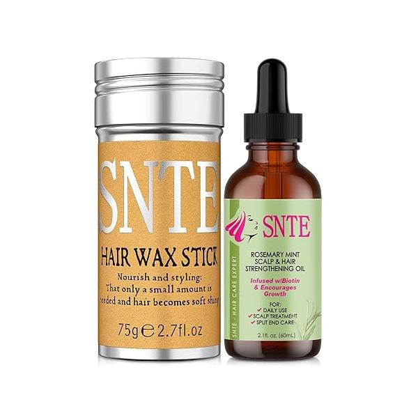 Hair Wax Stick with Rosemary Oil for Growth, Dry & Damaged Care, Flyaway Control - Prevents Loss Breakage