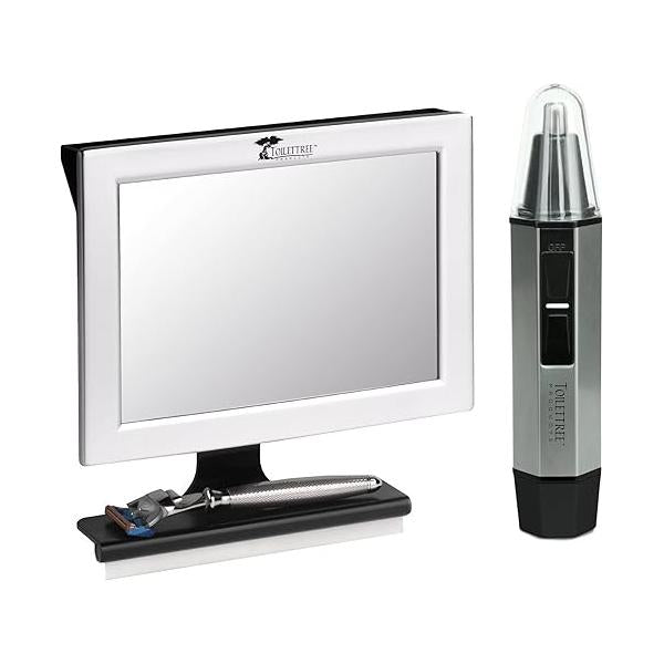 ToiletTree Products Fogless Shower Mirror and Stainless Steel Nose Hair Trimmer Bundle