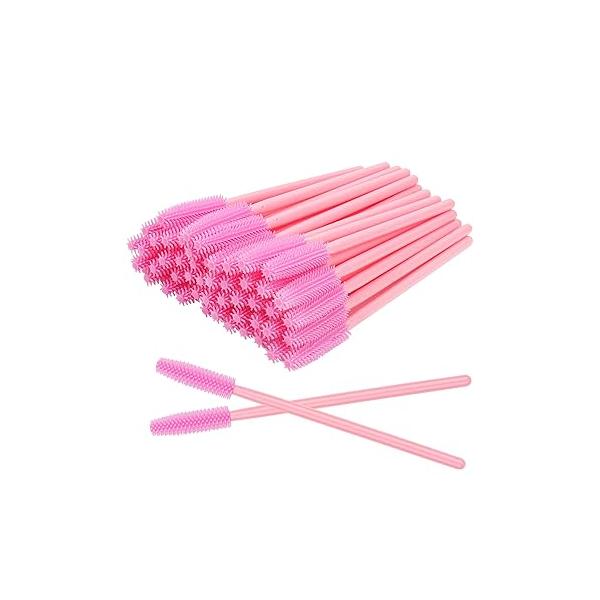 MyAoKuE-UP 100pcs Silicone Mascara Wands Disposable Eyelash Brushes Wand for Extension Makeup Brush Tool Bulk (Silicone All White)