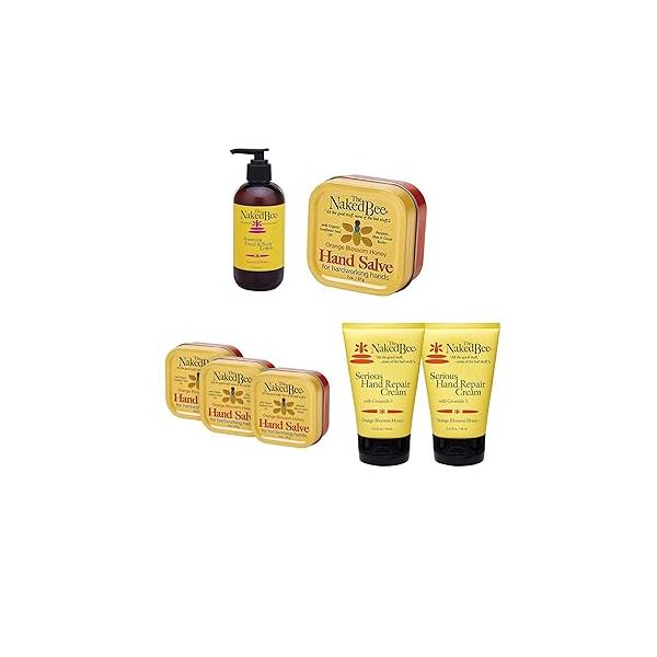 The Naked Bee Hand & Cuticle Healing Salve + Honey with Ceramide 3, Serious Repair Cream Lotion 2oz Jasmine Moisturizing Body