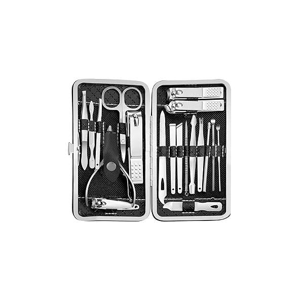Manicure Set - 19 in 1 Professional Nail Clippers Pedicure Kit, Tool Stainless Steel Facial Grooming Gift Idea for Women, Men, Girls, Teens, Blue