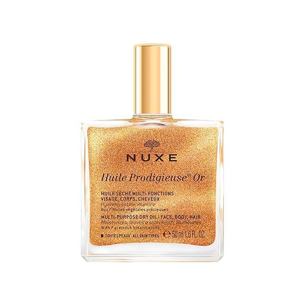 NUXE Huile Prodigieuse Shimmer Multi-Purpose Dry Oil - Luxurious Radiant Glow and Hydration for Face, Body & Hair