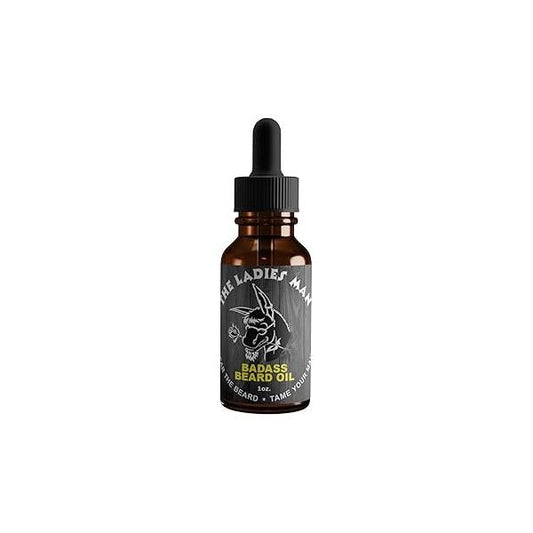 Badass Beard Care Oil For Men - The Ladies Man Scent, 1 oz All Natural Ingredients, Keeps and Mustache Full, Soft Healthy