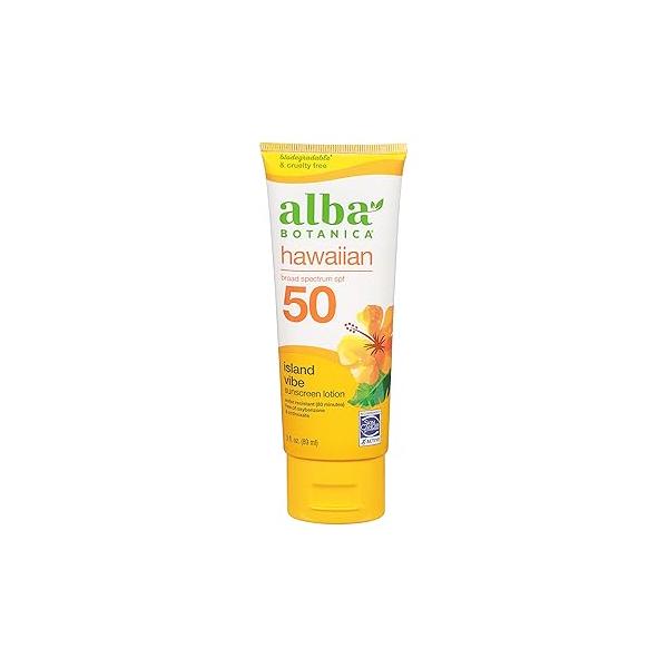 Alba Botanica Sunscreen Lotion, SPF 50, Island Vibe, 3 Oz