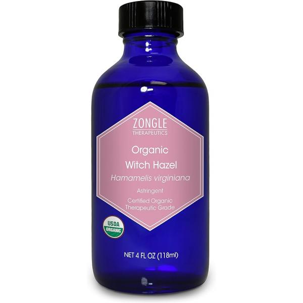 Organic, Witch Hazel - 100% Pure, Hazel, for Face, Acne, Butt, Skin, Scalp, Hair, Body by Zongle Therapeutics, 4 OZ