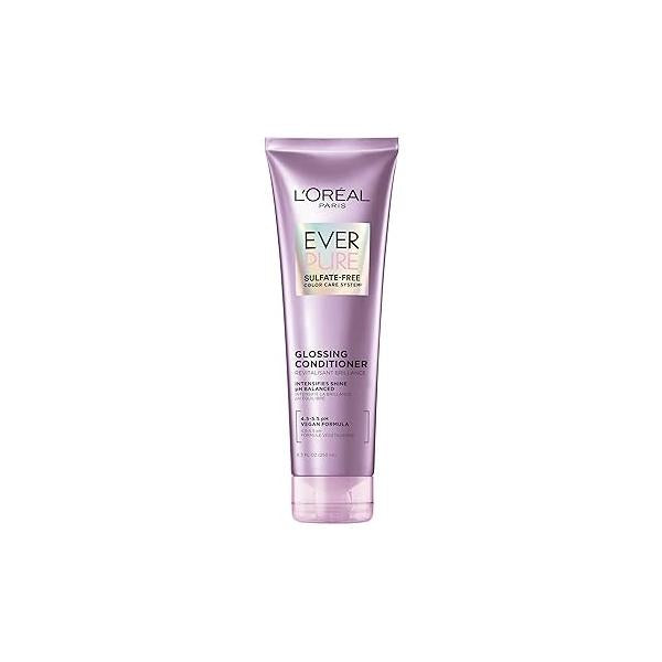 L'Oreal Paris Sulfate Free Glossing Conditioner, Intensifies Hair Shine & Smoothness, pH Balanced Argan Oil Infused Vegan Care, EverPure, 8.5 Fl Oz