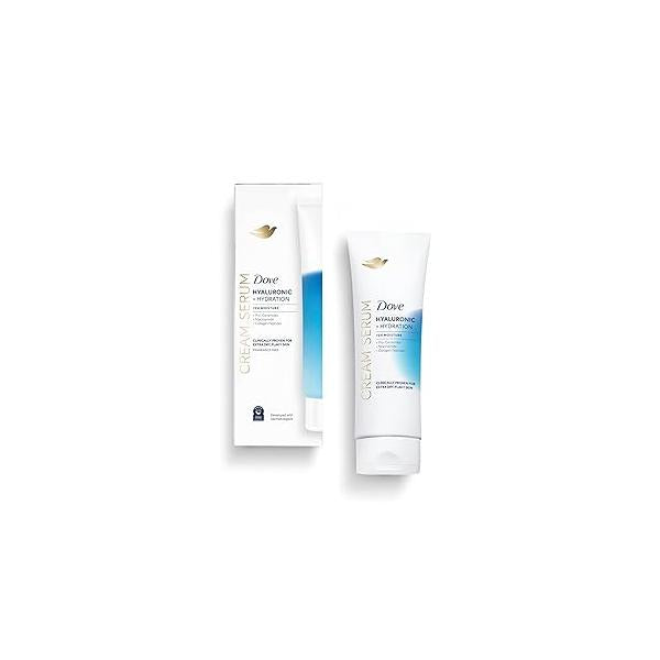 Dove Body Cream Serum Hyaluronic + Hydration for Extra Dry, Flaky Skin, with Pro-Ceramides, Niacinamide and Collagen Peptides Lotion, 8 oz