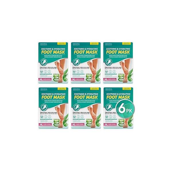 Original Derma Beauty Foot Mask 6 Pairs Shea Butter + Avocado Moisturizing Body Exfoliator Callus Remover Bath Pedicure Supplies