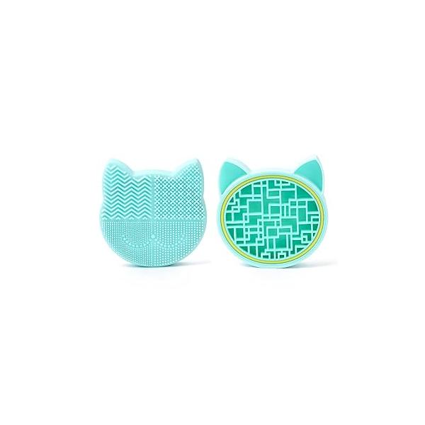 Silicon Makeup Brush Cleaner Mat with Drying manual Make up brush cleaner cleanser machine Cosmetic Cleaning Pad+Makeup Dry Cleaned Quick Color Removal Sponge Scrubber Tool(Pink)