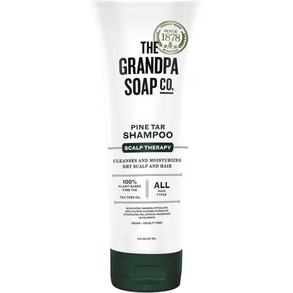 The Grandpa Soap Company Pine Tar Shampoo - Cleanses and Moisturizes Dry Scalp, With Tea Tree Oil, All Hair Types, Vegan, Sulfates Parabens Free, 8 Fl Oz