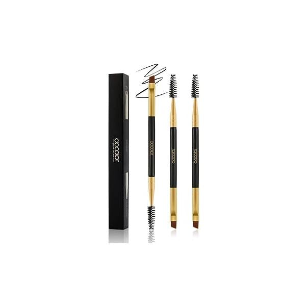 Docolor Eyebrow Brush Duo Spoolie Professional Angled Eye Brow Perfect for Lining and Shaping Brows, Brows or Lashes White