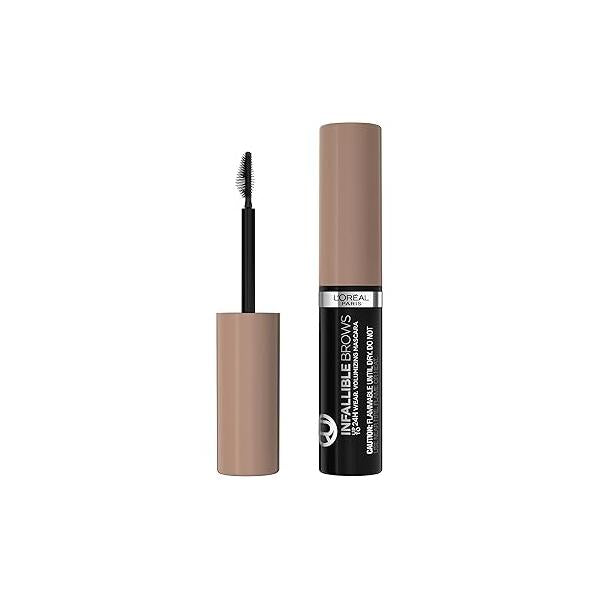L'Oreal Paris Infallible Volumizing 24H Wear Brow Mascara, Long Lasting Eyebrow Makeup for 2X Fuller Eyebrows, 6.0 Light Brunette, 0.13 Fl Oz