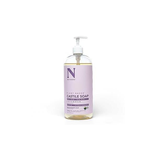Dr. Natural Castile Liquid Soap, Lavender, 32 oz - Plant-Based Made with Organic Shea Butter Rich in Coconut and Olive Oils Sulfate Paraben-Free, Cruelty-Free Multi-Purpose Soap