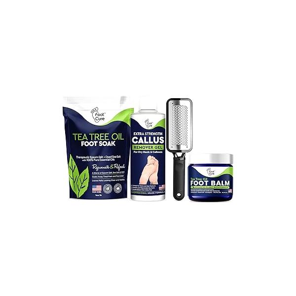 Tea Tree Foot Soak, Callus Remover Gel - Extra Strength & Soak With Epsom Salts For Calluses Oil Balm/ Moisturizer Dry Cracked Feet